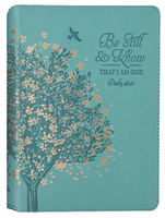 Journal: Be Still & Know Floral Tree, Teal (Psalm 46:10) Imitation Leather