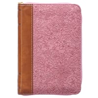 KJV Pocket Bible Pink/Brown With Zipper (Red Letter Edition) Imitation Leather
